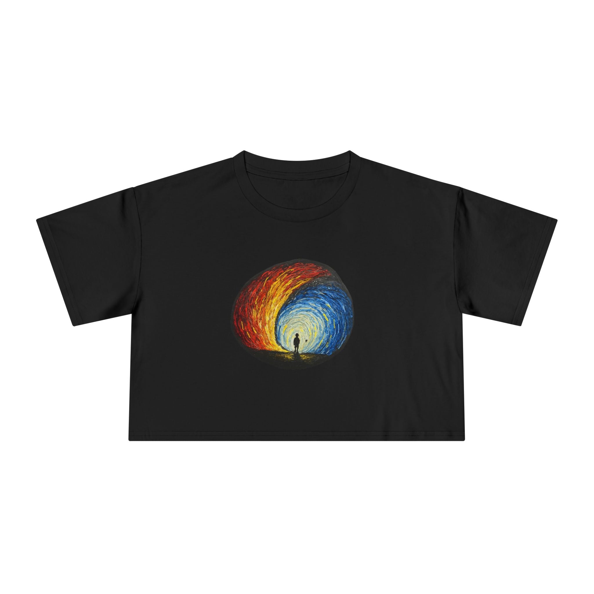 Colorful Abstract Women's Crop Tee, Casual Top, Summer Wear, Stylish Gift, Graphic Tee, Festival Outfit