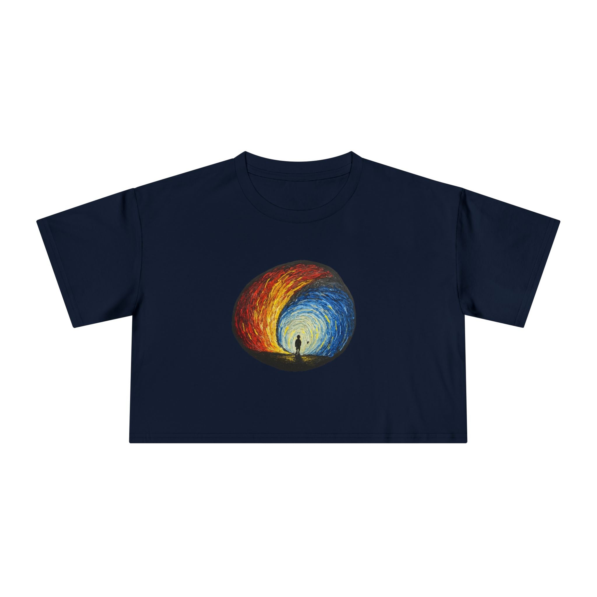 Colorful Abstract Women's Crop Tee, Casual Top, Summer Wear, Stylish Gift, Graphic Tee, Festival Outfit