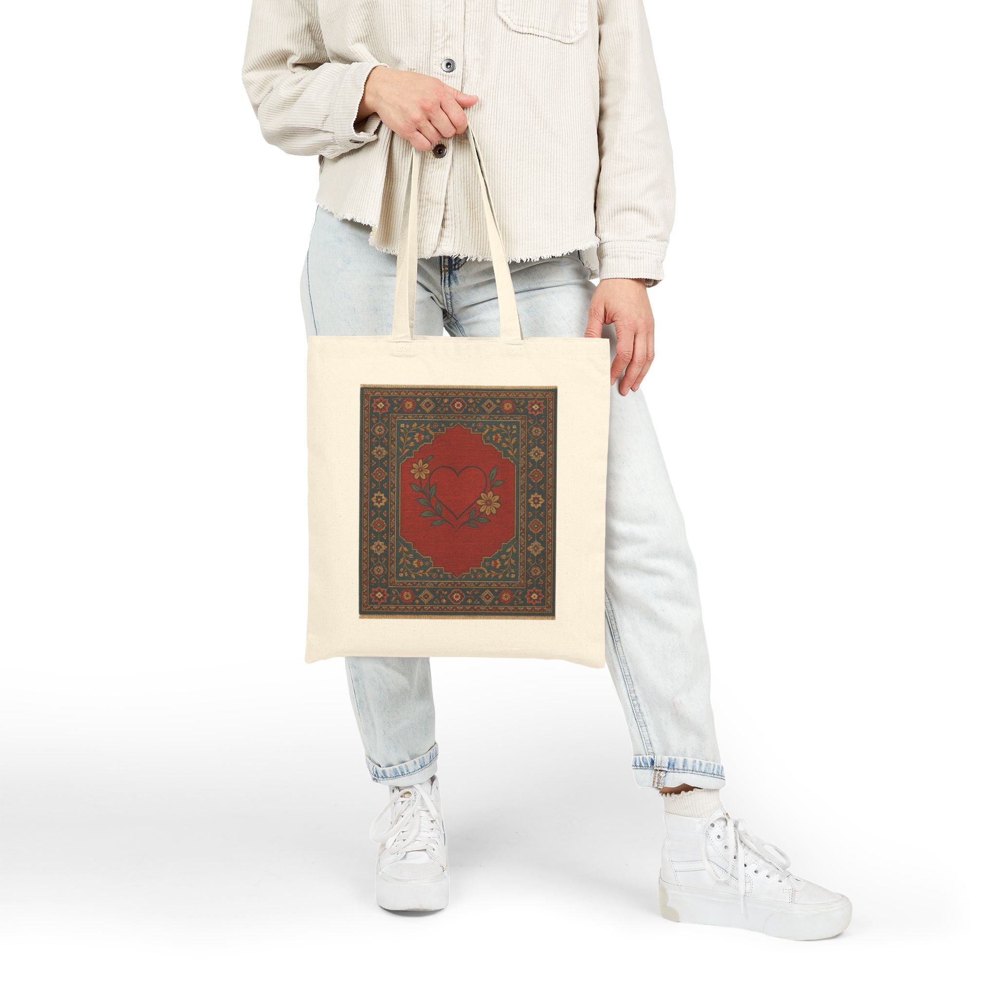 Vintage Floral Cotton Canvas Tote Bag, Eco-Friendly Reusable Grocery Bag, Gift for Her, Shopping Tote, Beach Bag, Earth Day Bag
