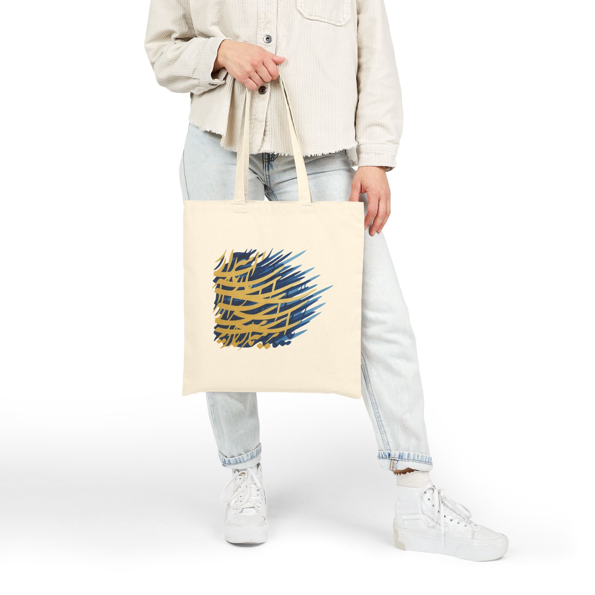 Chic Cotton Canvas Tote Bag with Abstract Art Design - Perfect for Shopping, Beach Days, Gifts, and Eco-Friendly Living